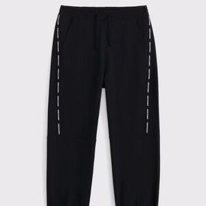 Abercrombie Kids Cozy-Lined Logo Tape Sweatpants Black Youth 17/18